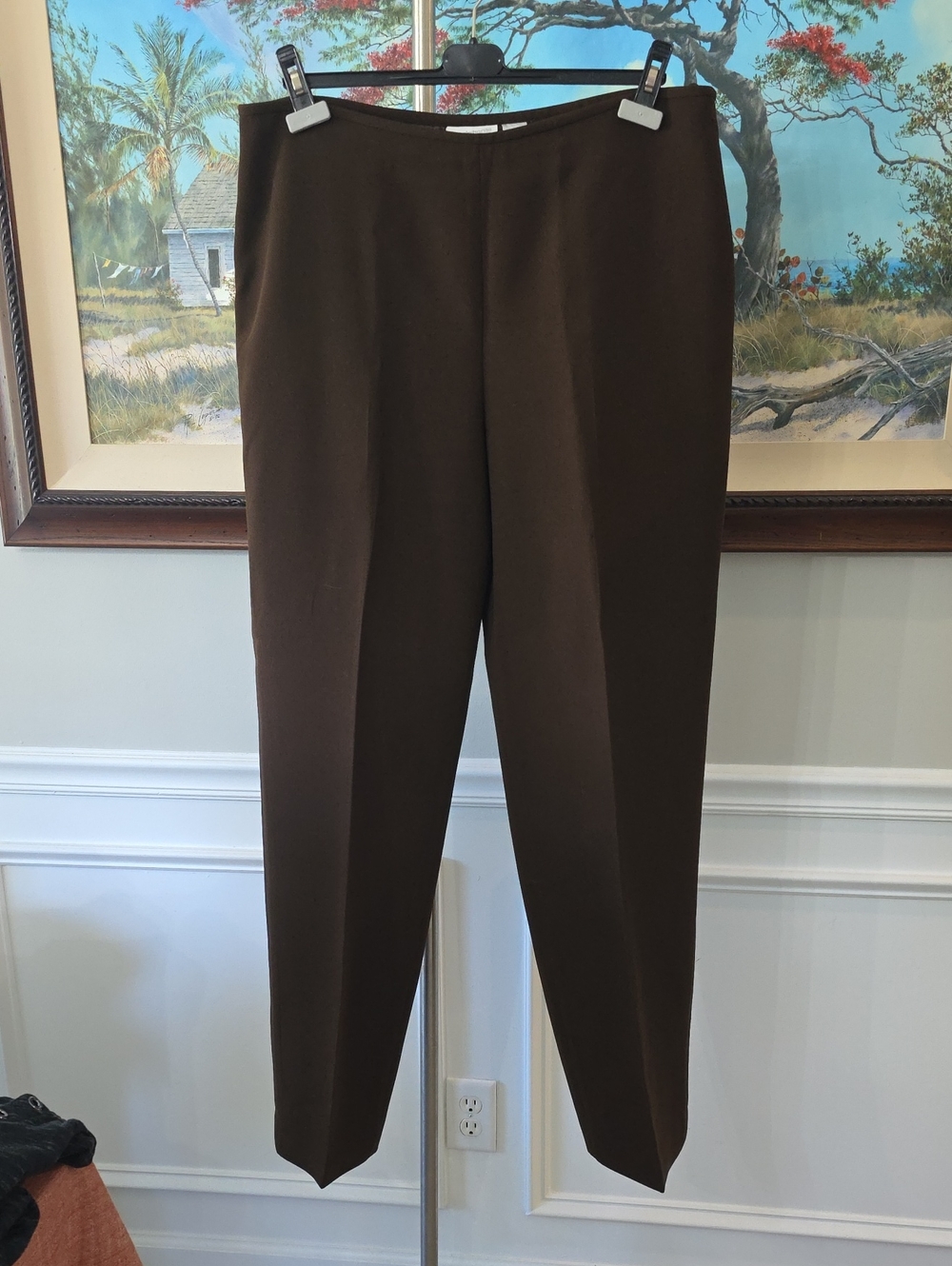 Liz Claiborne Brown Straight-Leg Lined Dress Pants